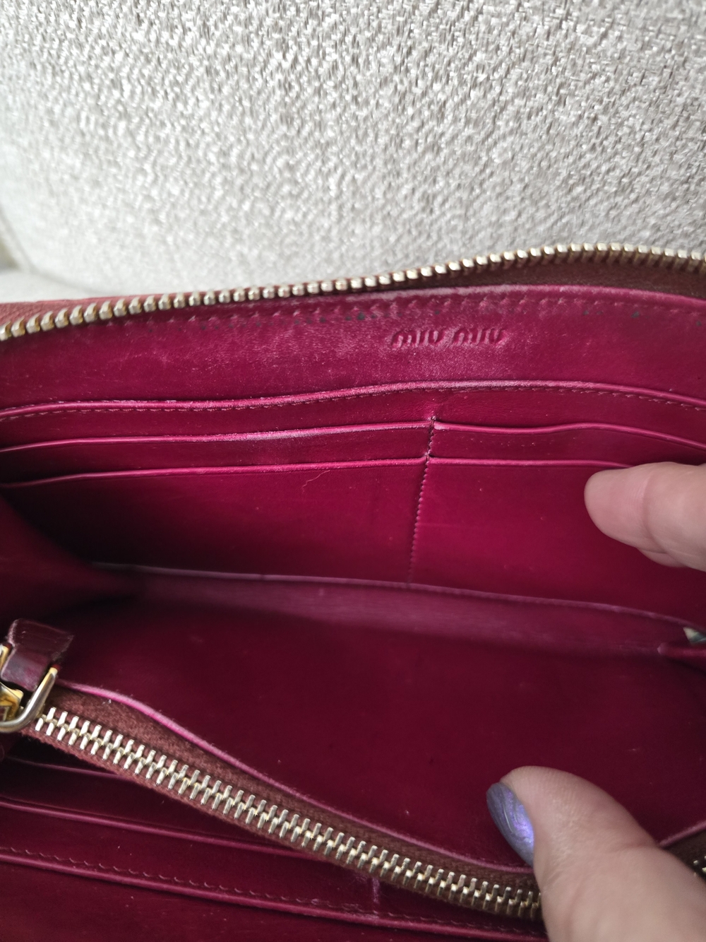 Miu Miu Red Croc-Embossed Zip Around Long Wallet - Picture 9 of 13